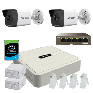 Kit 2 camere exterior ip Hikvision 2mp complet