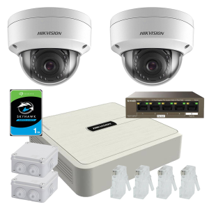 kit 2 camere interior IP Hikvision 2MP complet