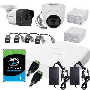 Kit 2 camere mixt analog  Hikvision 2mp complet