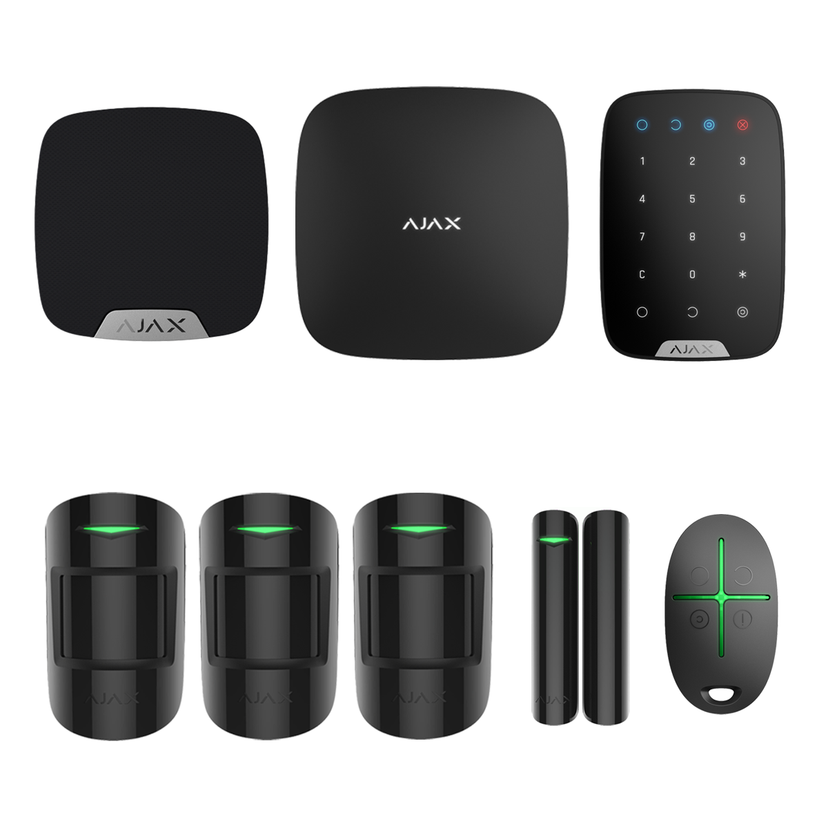 Kit AJAX  - 4 zone + sirena de interior si tastatura Negru